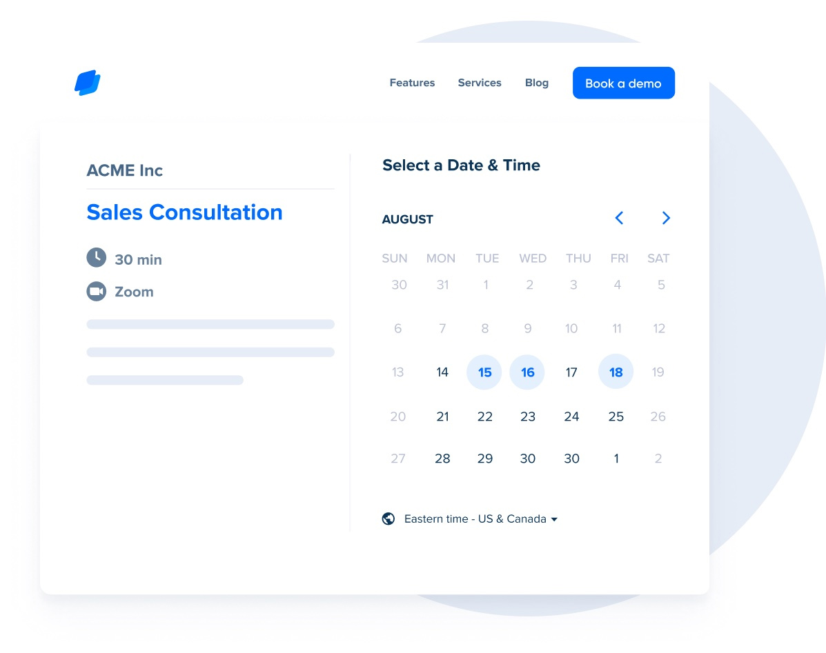 Viewing the calendar portal in Calendly.