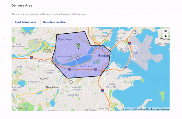 Toast custom map for delivery.