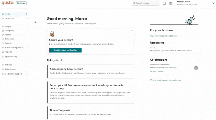 Video of adding employees and set up onboarding tasks with just a few clicks.